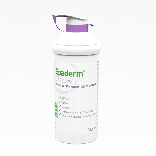 Epaderm Cream is a 2-in-1 emollient and cleanser clinically proven to effectively relieve the symptoms of dry skin, including hydration and smoothness, after just two weeksRecommended by Doctors Non-greasy formulation absorbs into the skin Suitable for all ages, including babies Free from fragrance, colouring and SLS Easy to use 'twist and lock' pump dispensers Available in 50g and 500g recyclable packs